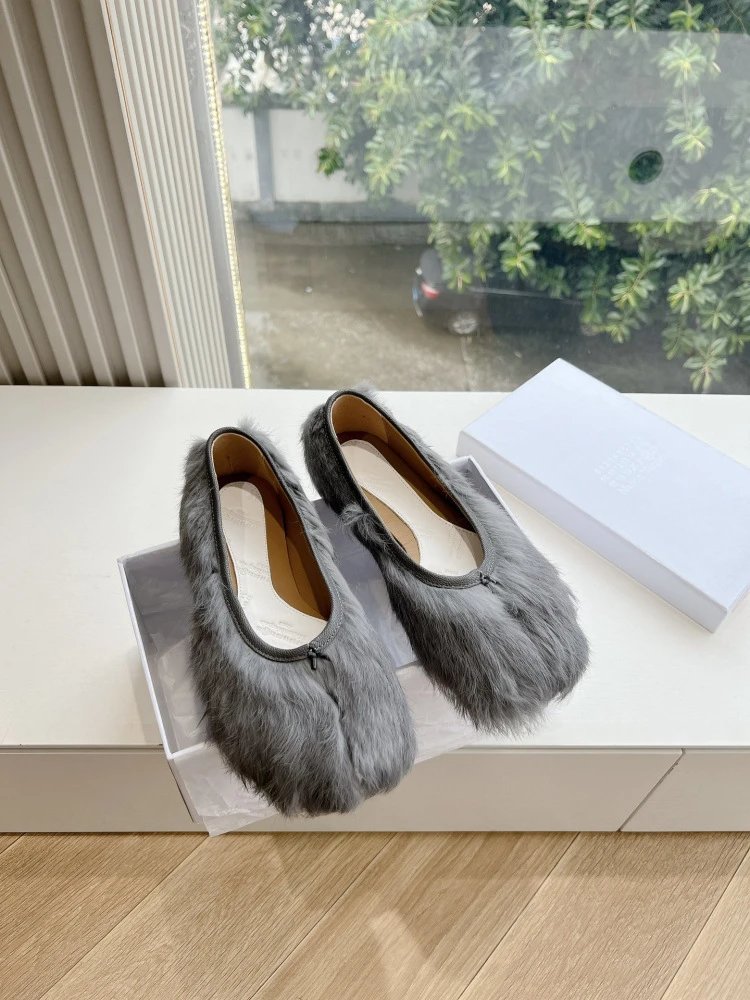 Maison Margiela Tabi Flat Brown Leather Shoes - 40