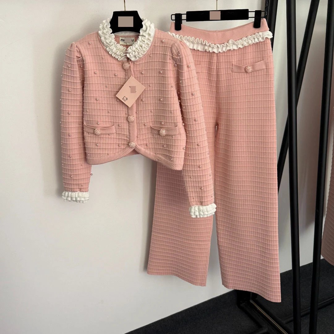 Chanel-Inspired Ruffled Waist Tweed Pants Pink - 4