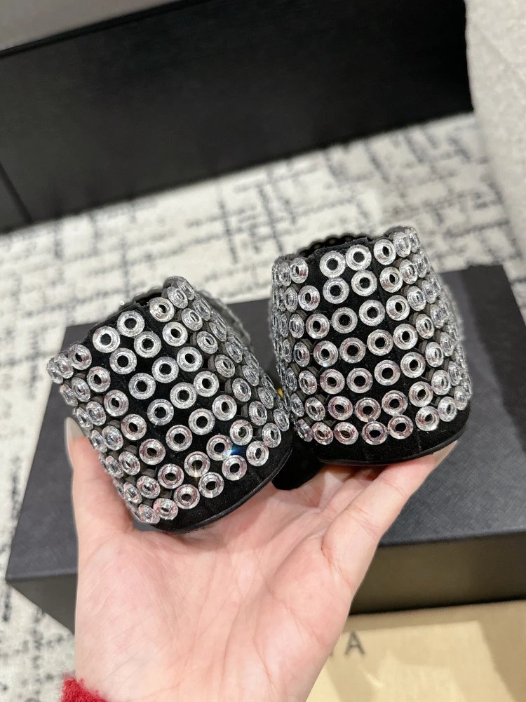 ALA Mary Jane Loafers Black Sequin Embellished Shoes - 16