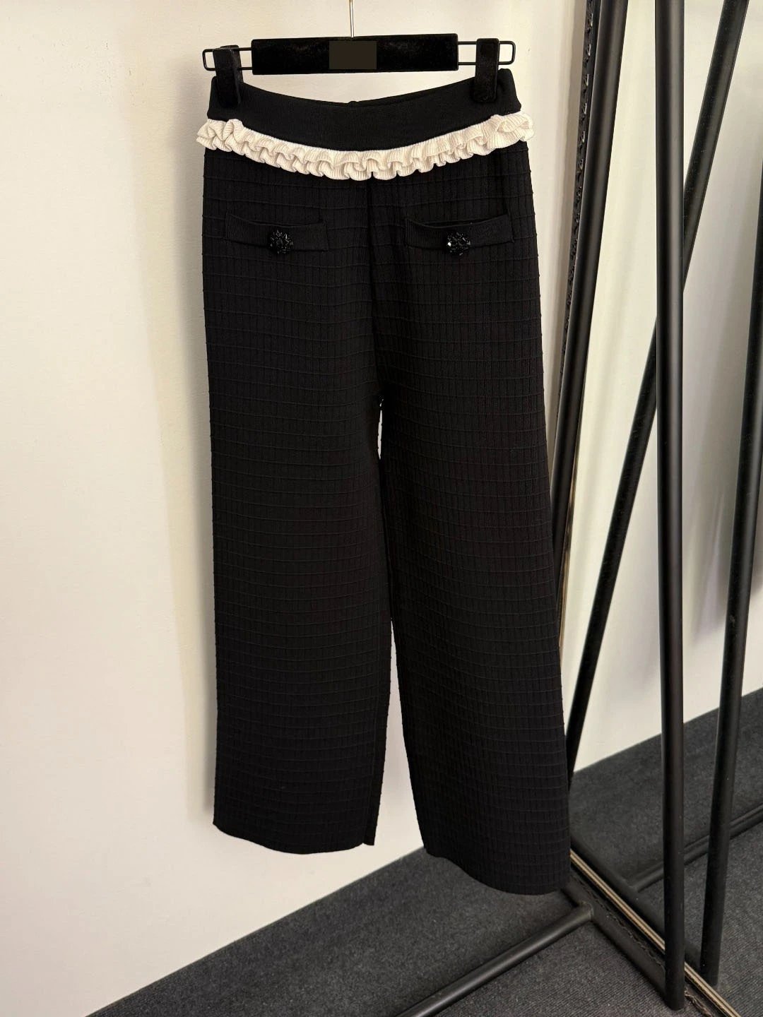Chanel-Inspired Ruffled Waist Tweed Pants Pink - 9