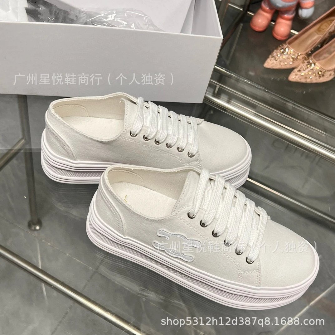 Lacoste Croco Embroidered Platform Canvas Sneakers White - 18