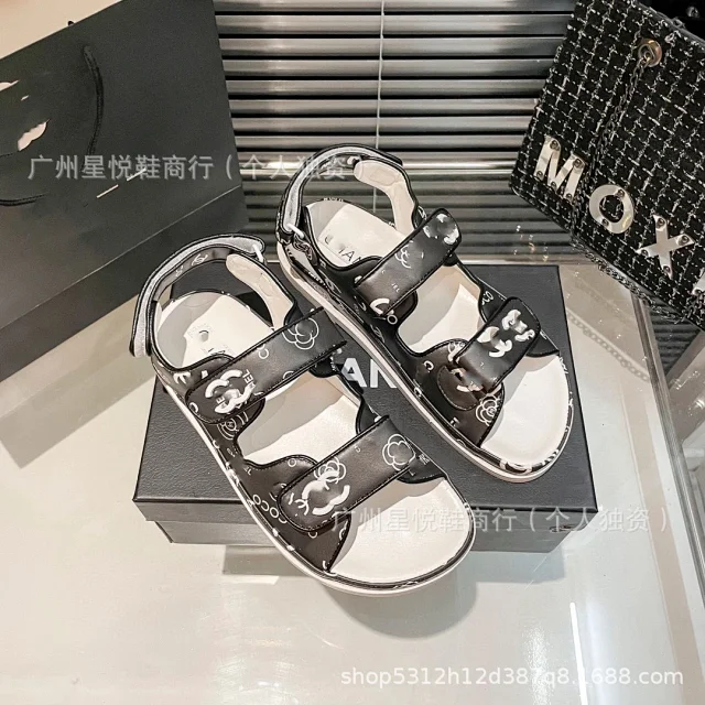Chanel Sandals Printed Hook-and-Loop Strap product detail image 9