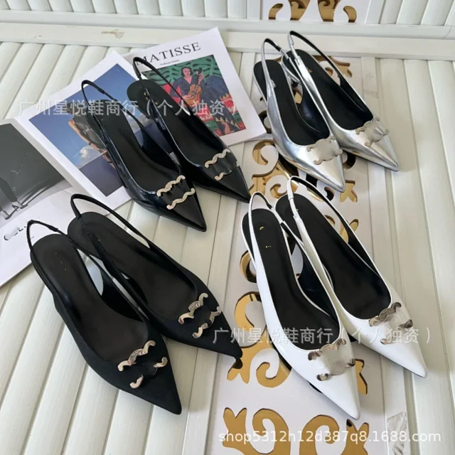 Unbranded High Heels Pointed-Toe Slingback with Metal Buckle product detail image 18