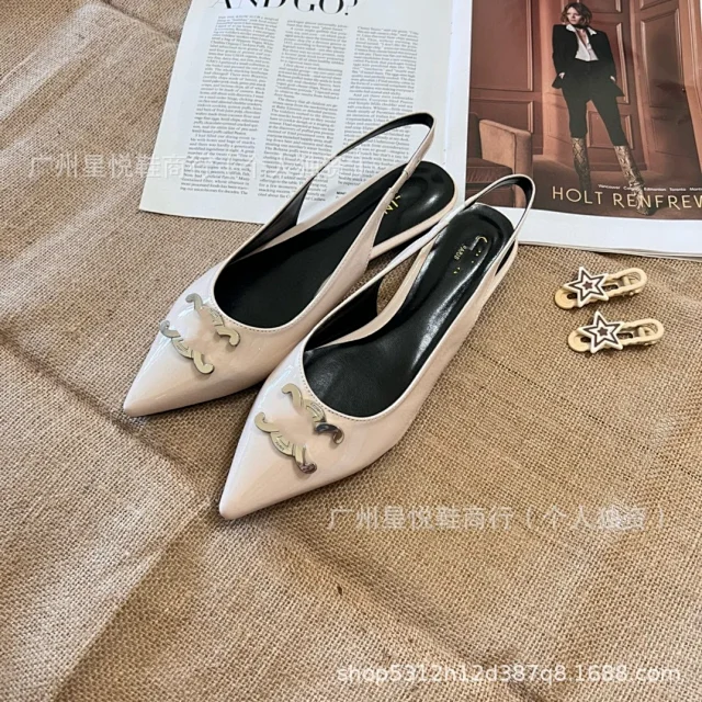 Unbranded High Heels Pointed-Toe Slingback with Metal Buckle product detail image 5