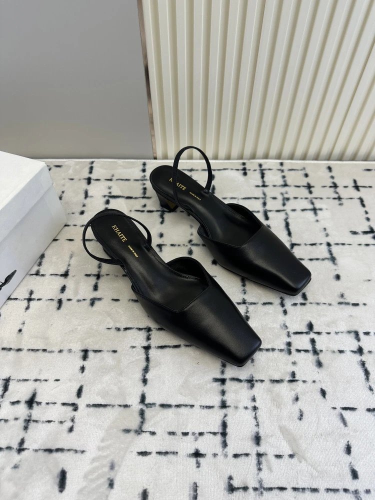 RHAITE Square-Toe Slingback Heels Black - 9