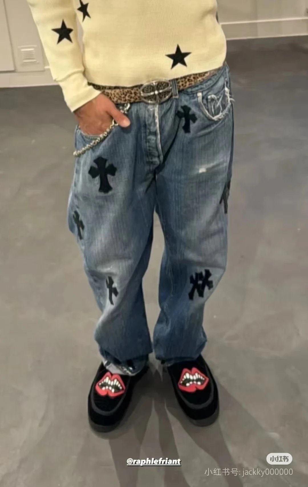 Chrome Hearts x Saint Tears Lip Motif Loafers Black - 3