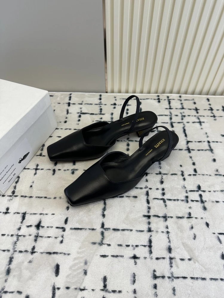 RHAITE Square-Toe Slingback Heels Black - 10