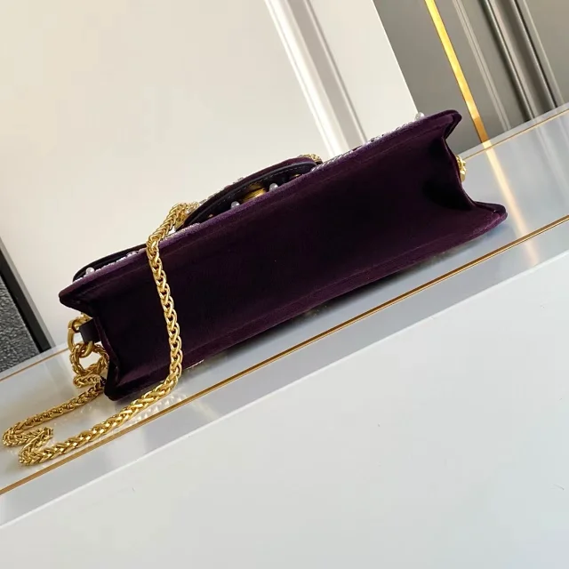 Unbranded Crossbody Bags 9939 Floral Beaded Velvet Chain Bag product detail image 7