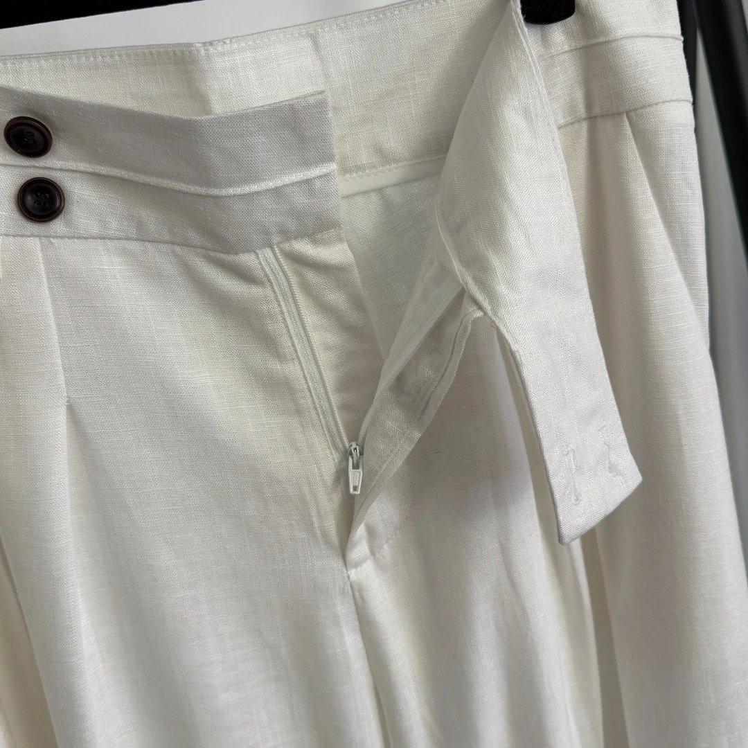 Design Linen-Blend Shirt and Wide-Leg Pants Set in Pale Blue - 15