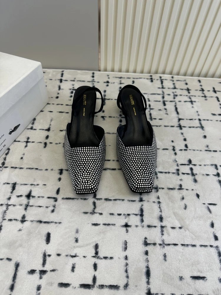 RHAITE Square-Toe Slingback Heels Black - 16