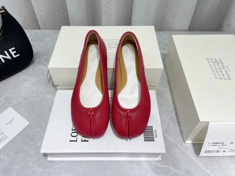 Maison Margiela Tabi Flat Brown Leather Shoes - 15