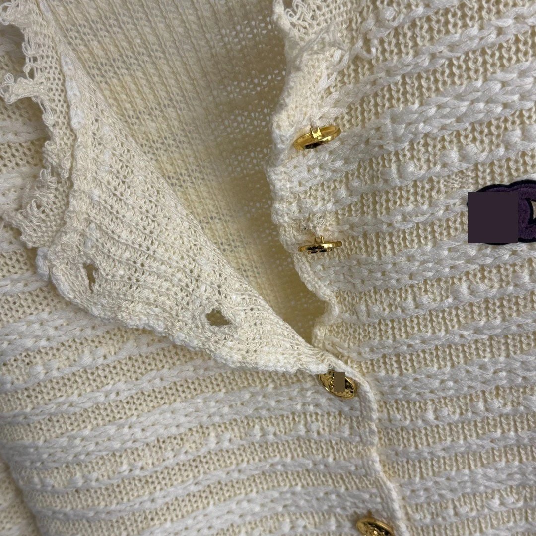 CH Cardigan Beige Knit Lace-Trimmed Cardigan - 9