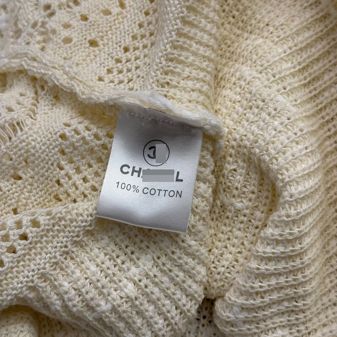 CH Cardigan Beige Knit Lace-Trimmed Cardigan - 10