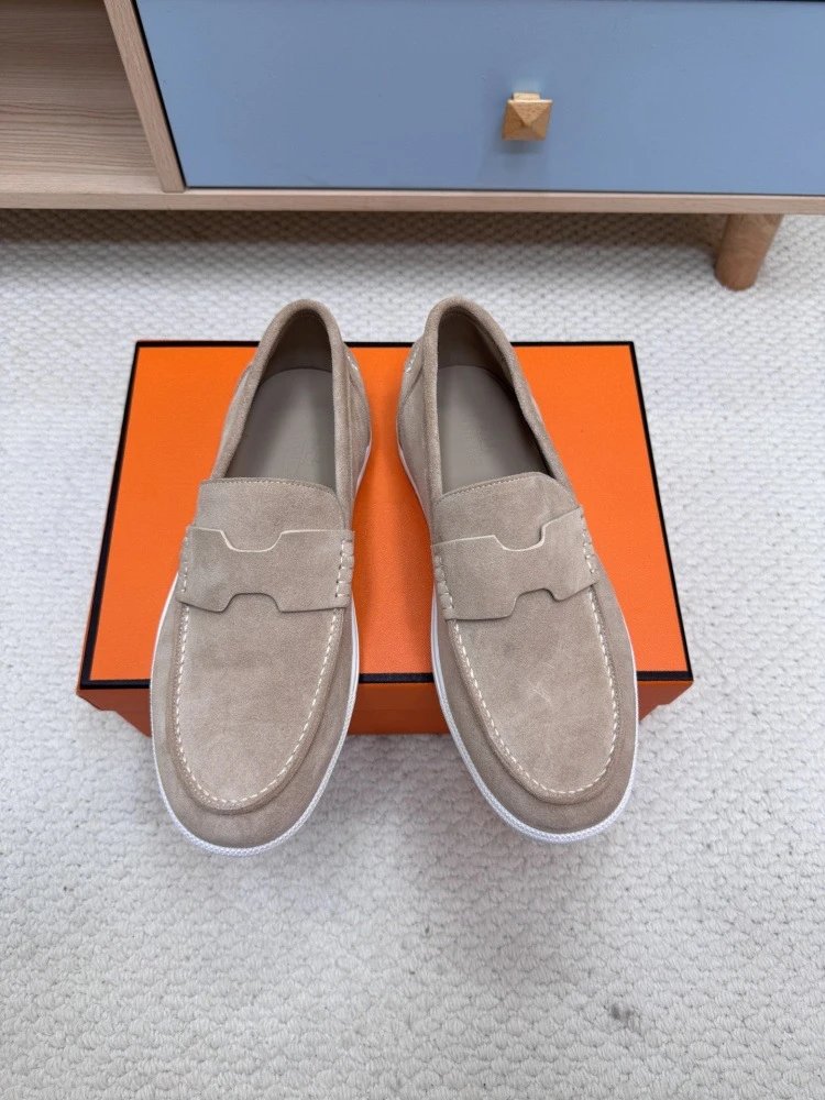 Hermès H-Logo Loafers Beige Suede Loafers - 17