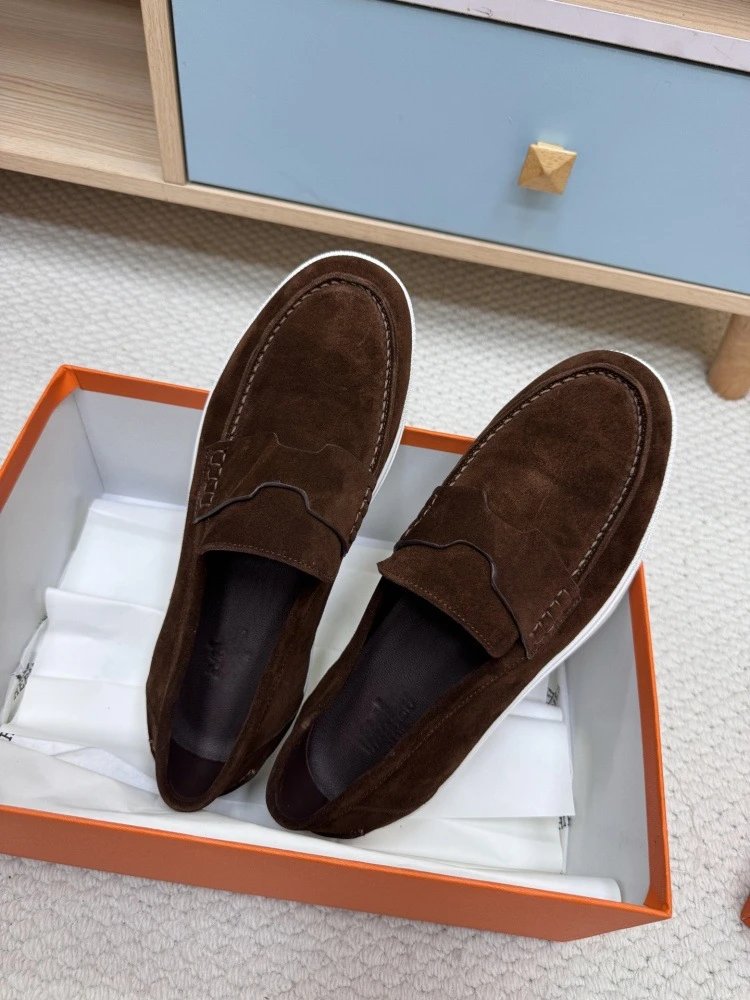 Hermès H-Logo Loafers Beige Suede Loafers - 26