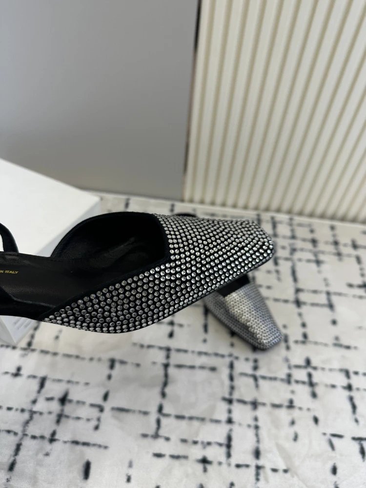 RHAITE Square-Toe Slingback Heels Black - 6