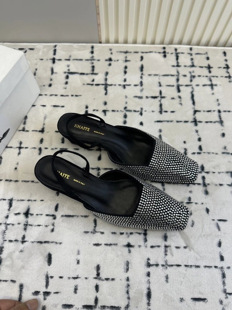 RHAITE Square-Toe Slingback Heels Black - 8