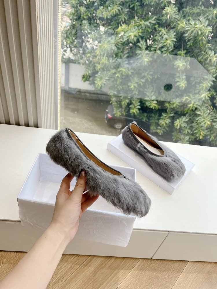 Maison Margiela Tabi Flat Brown Leather Shoes - 41