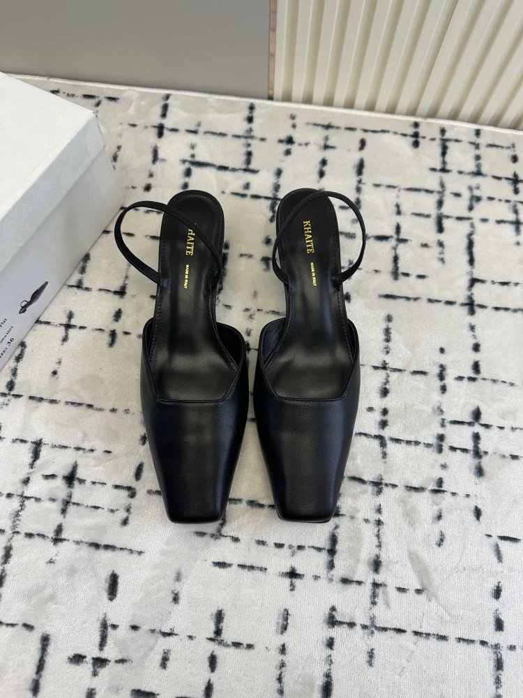 RHAITE Square-Toe Slingback Heels Black - 13