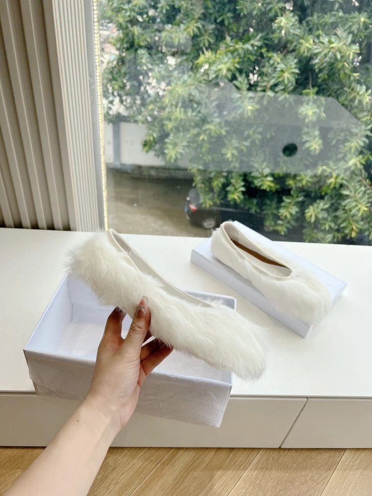 Maison Margiela Tabi Flat Brown Leather Shoes - 44