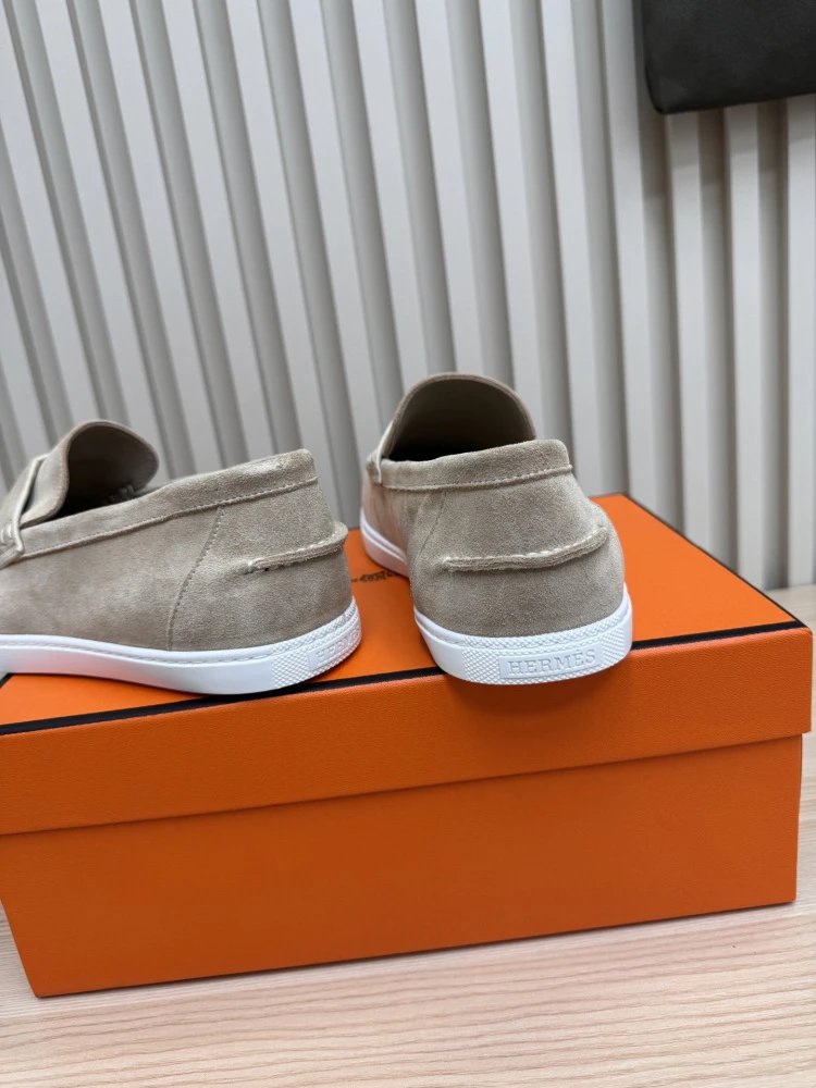Hermès H-Logo Loafers Beige Suede Loafers - 22