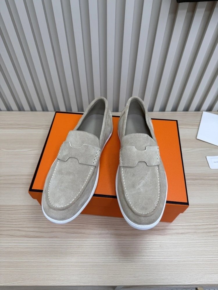 Hermès H-Logo Loafers Beige Suede Loafers - 24
