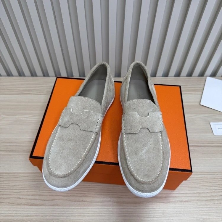 Hermès H-Logo Loafers Beige Suede Loafers - 1