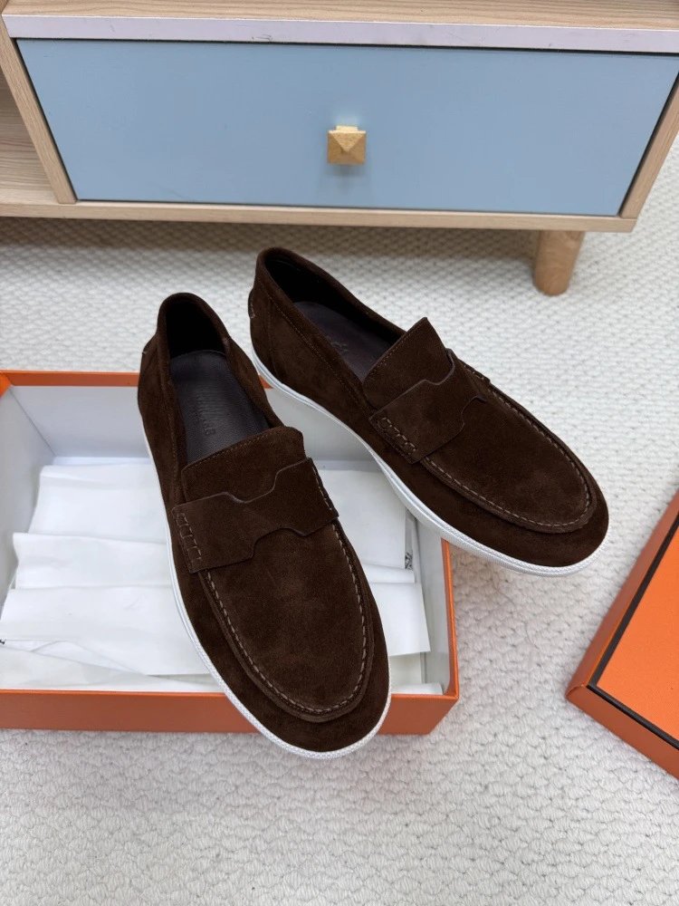 Hermès H-Logo Loafers Beige Suede Loafers - 29