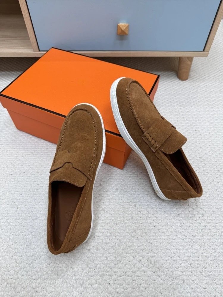 Hermès H-Logo Loafers Beige Suede Loafers - 36