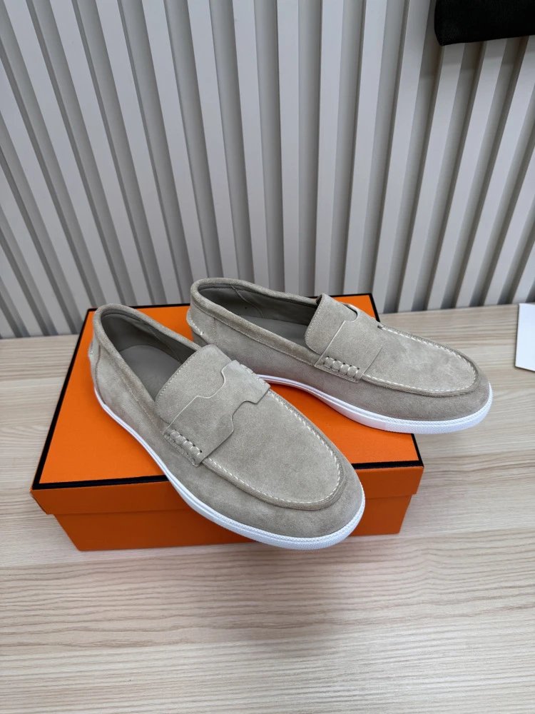 Hermès H-Logo Loafers Beige Suede Loafers - 23