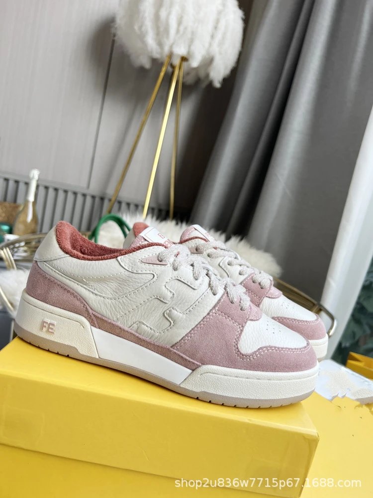 Fendi Fendace Low Top Sneakers Beige Pink Leather Sneakers - 13