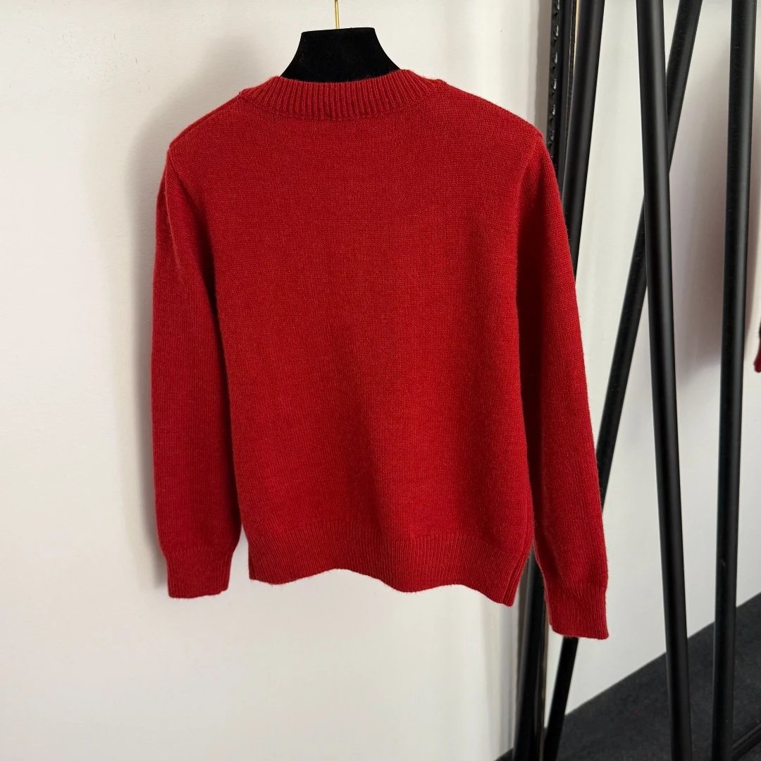Celine Embroidered Red Cardigan - 5