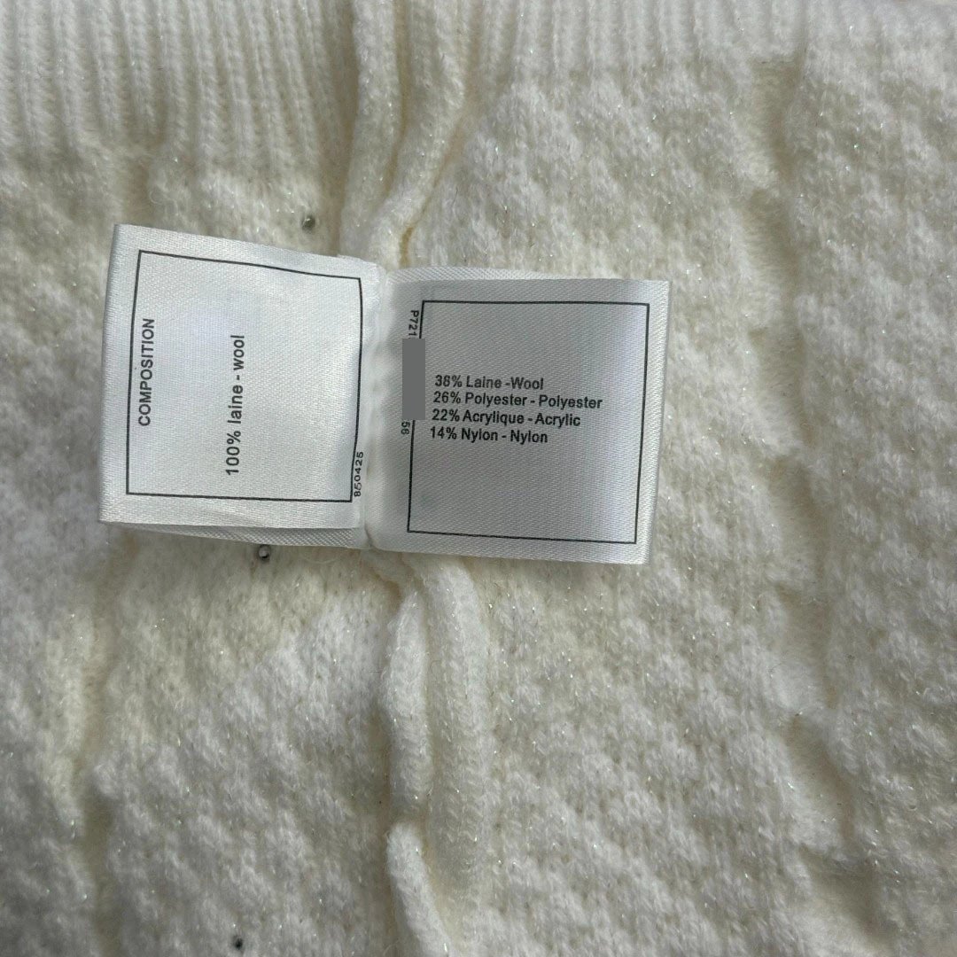 Chanel Pearl-Embellished Cable Knit Cardigan White - 11