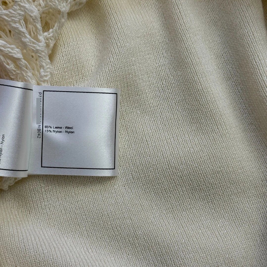 Chanel Crochet Knit Set Beige Sweater and Vest-Top - 9