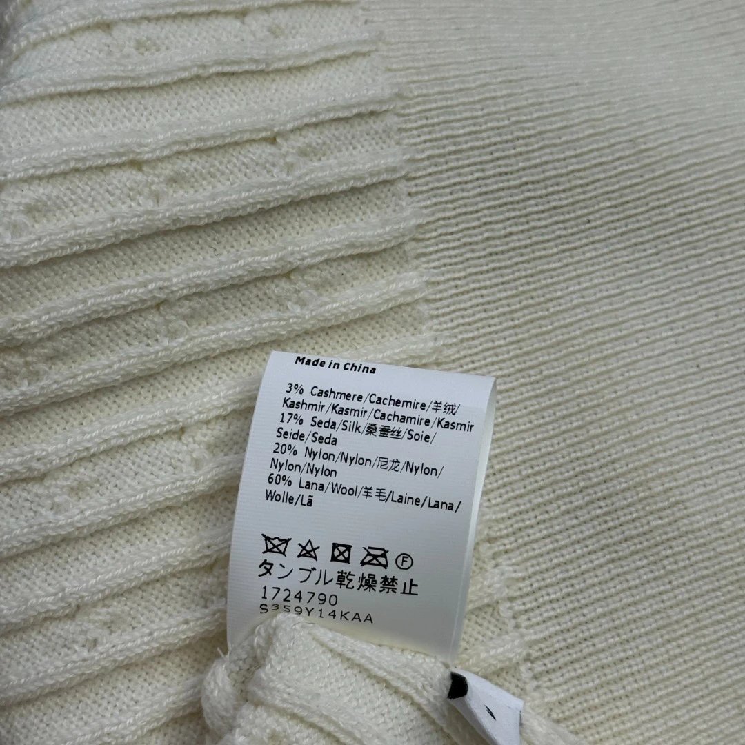 Loewe Cable Knit Denim Collar Polo Sweater in Cream and Navy - 9