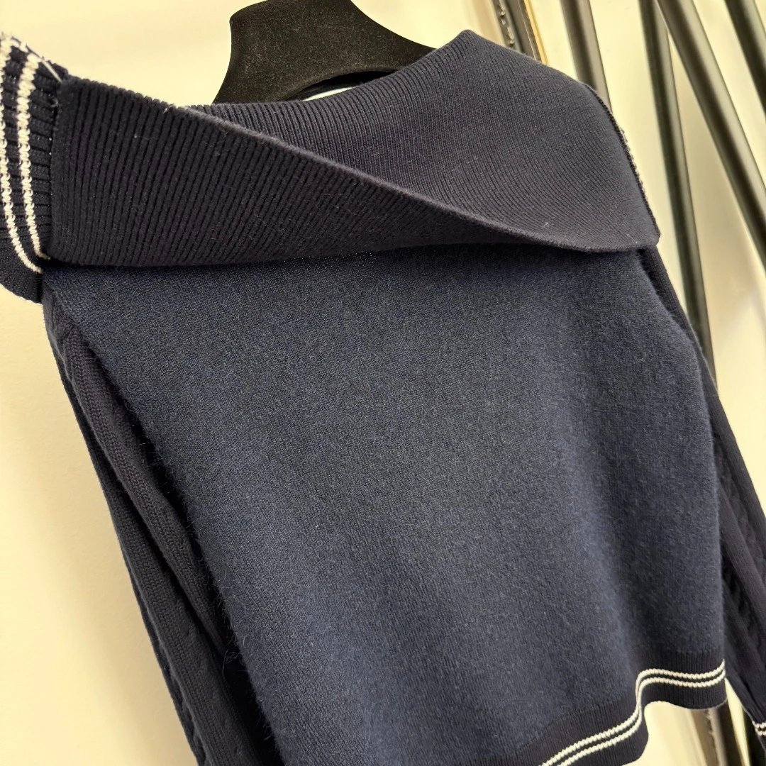 Miu Miu Sailor Collar Knit Cardigan Navy - 8