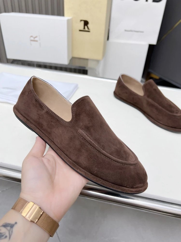 R Brand Suede Loafer Black Casual Shoes - 6