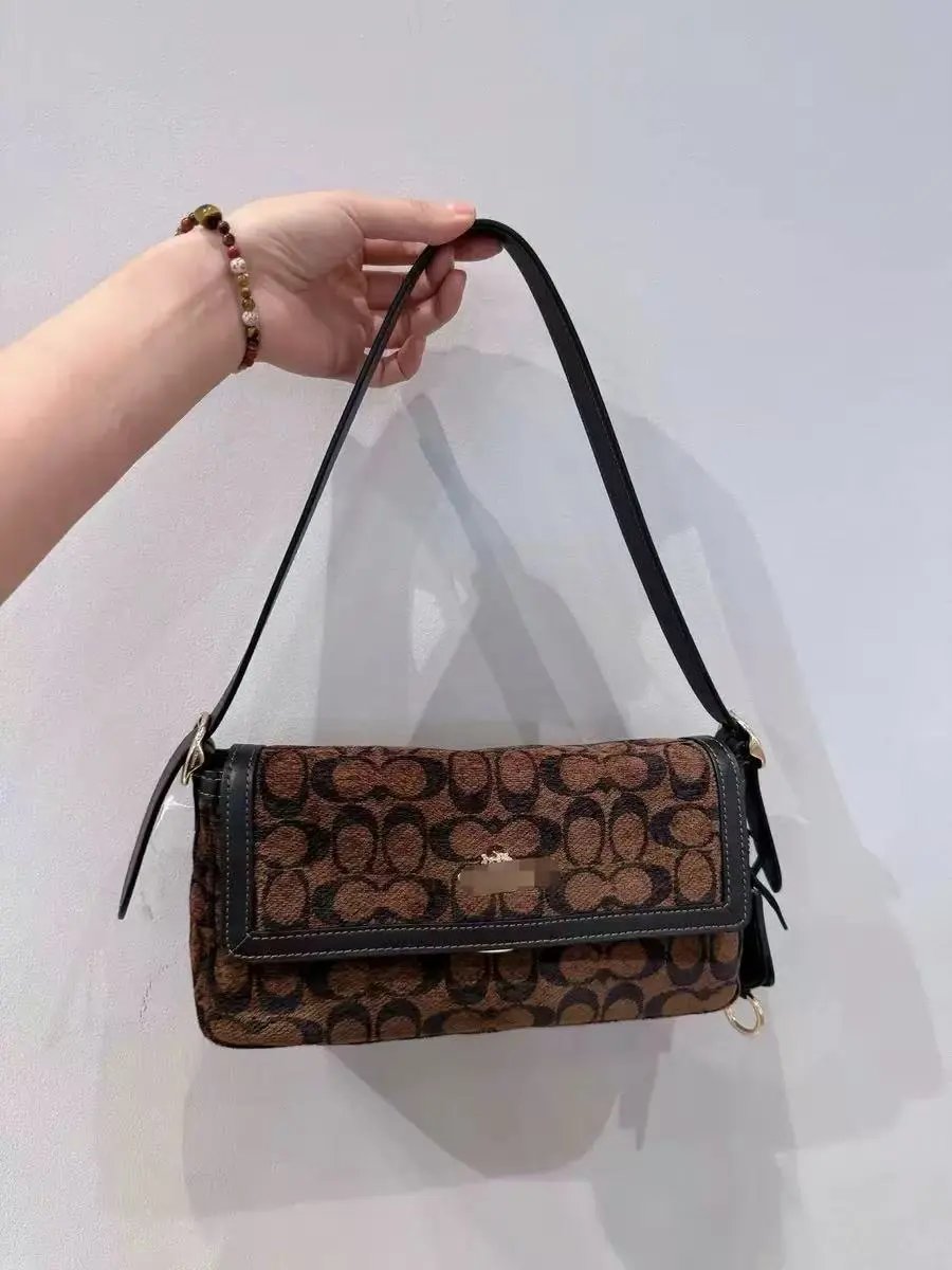 Coach Signature Jacquard Shoulder Bag Brown - 5
