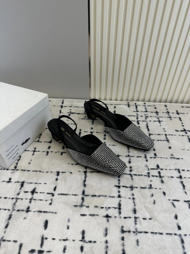 RHAITE Square-Toe Slingback Heels Black - 4