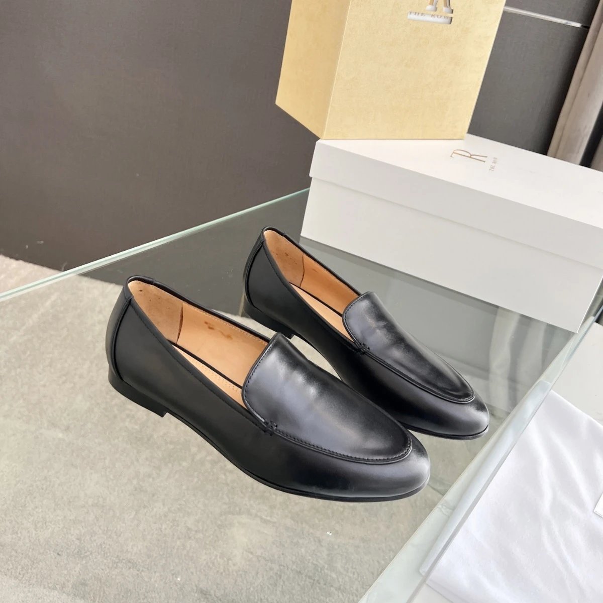 The Row Loafer Cream Leather Loafers - 12