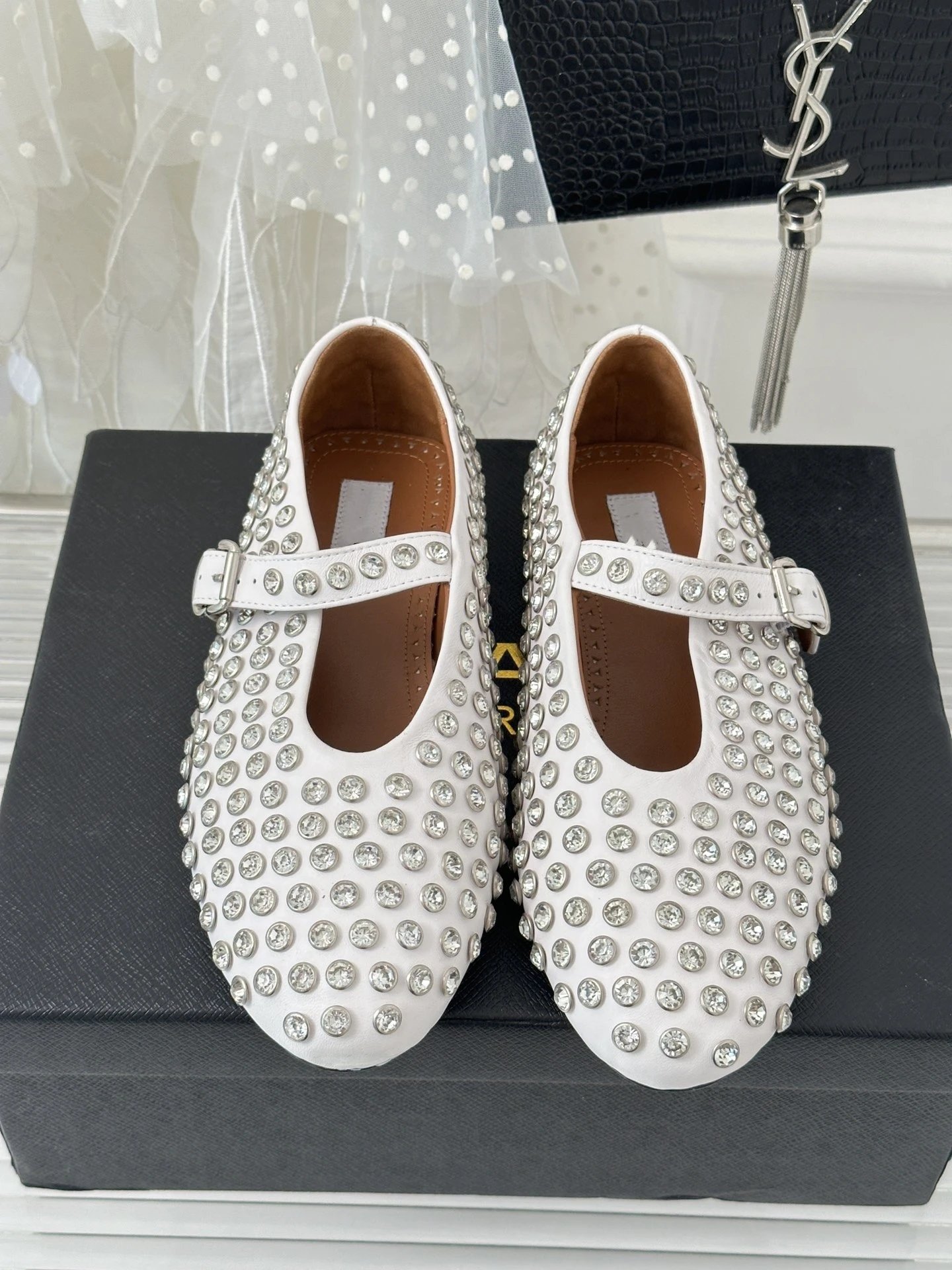 Maison Margiela Tabi Mary Jane Studded Black Leather Shoes - 15
