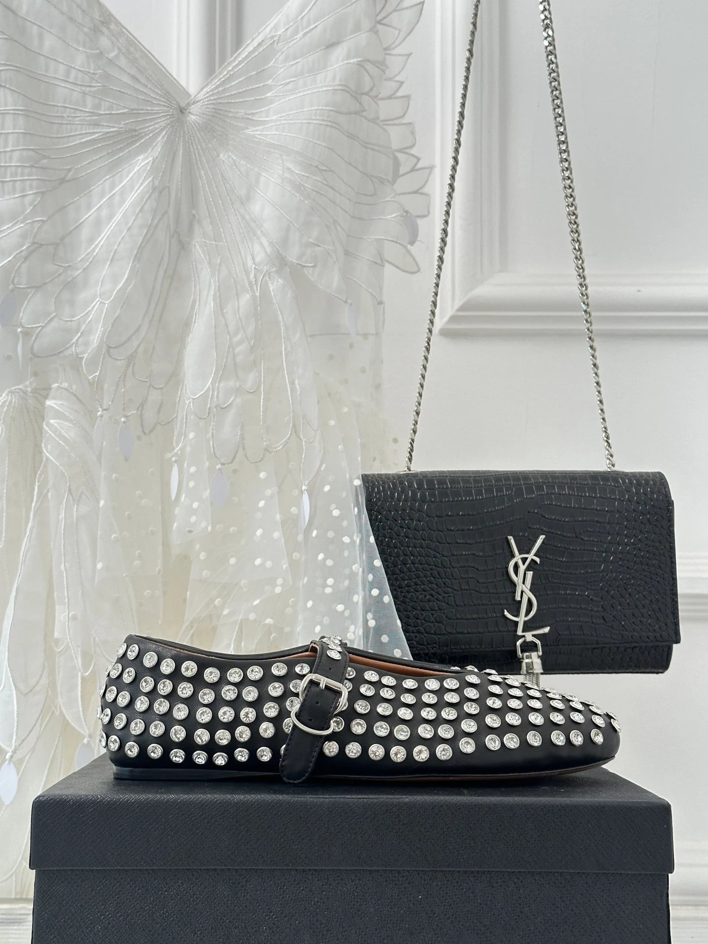 Maison Margiela Tabi Mary Jane Studded Black Leather Shoes - 19