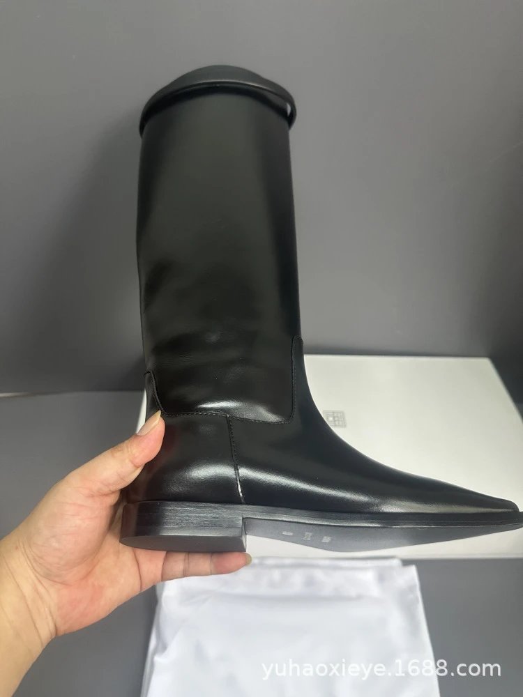 Loewe Anagram Logo Knee-High Boots Black Leather Boots - 18