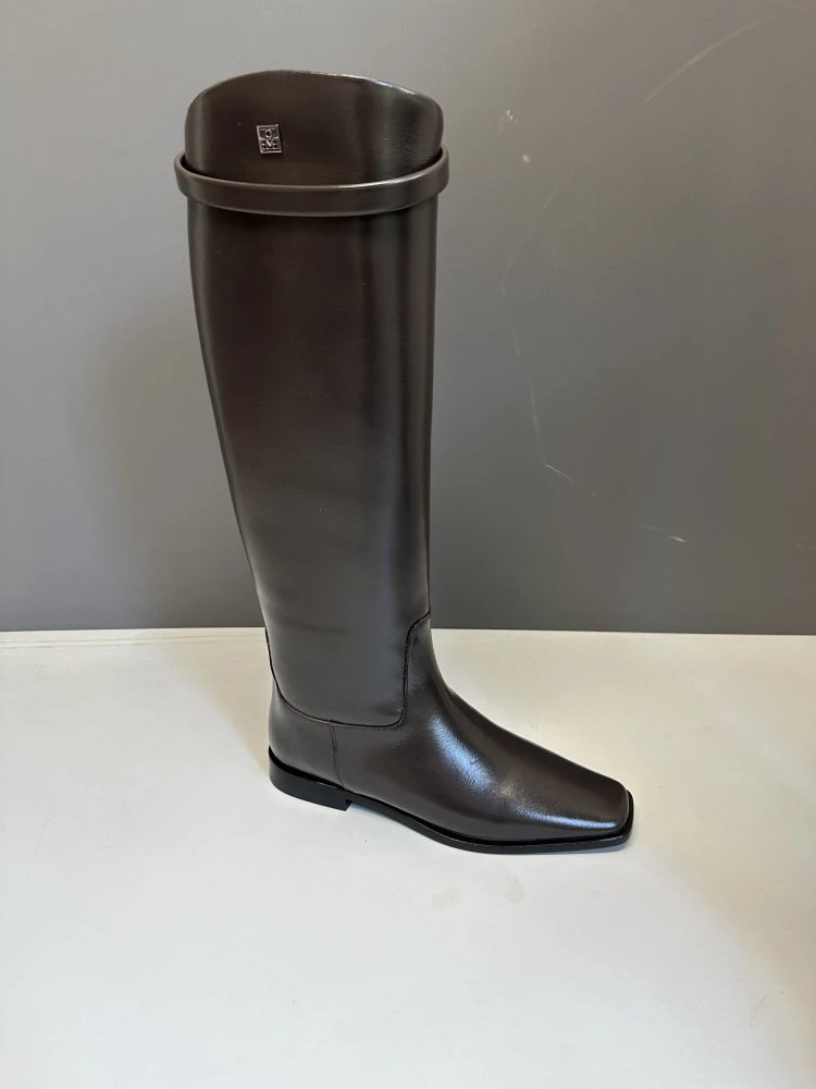 Loewe Anagram Logo Knee-High Boots Black Leather Boots - 25