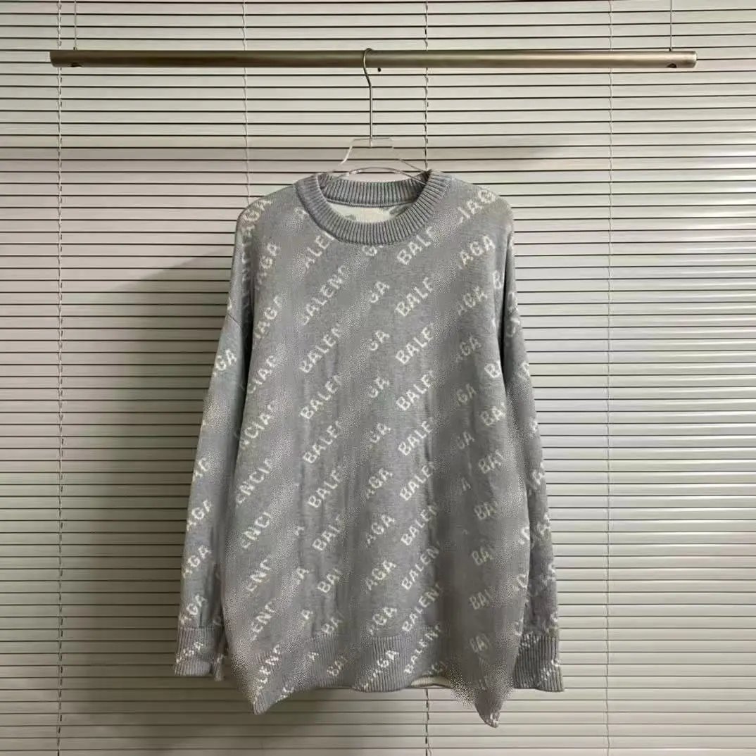 Balenciaga Logo Print Knit Sweater White - 8