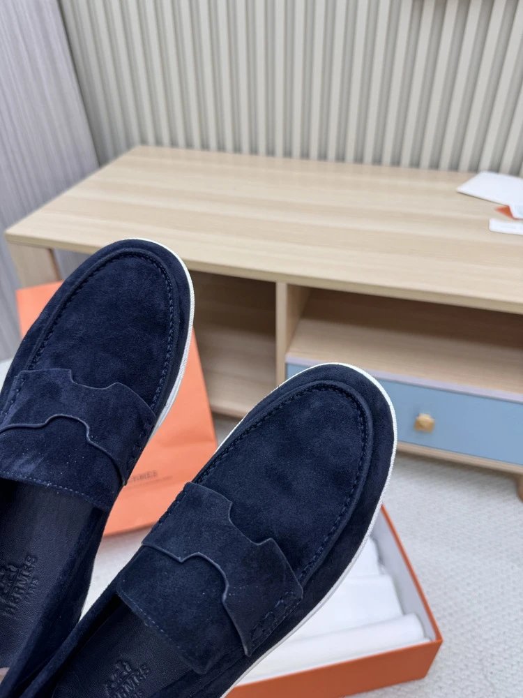 Hermès H-Logo Loafers Beige Suede Loafers - 16