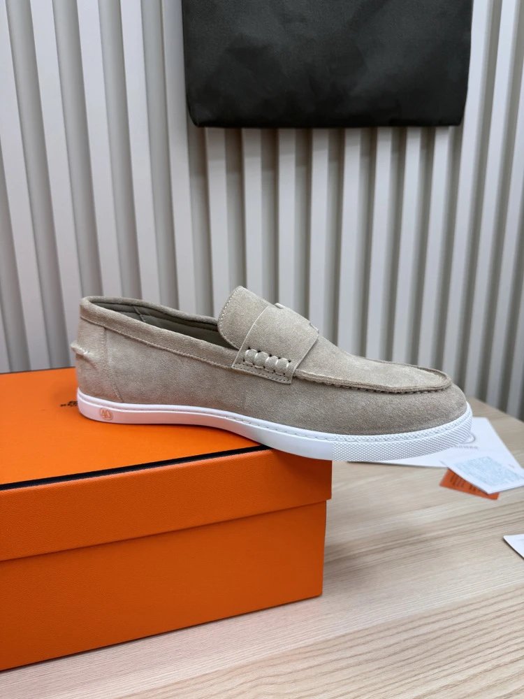 Hermès H-Logo Loafers Beige Suede Loafers - 19