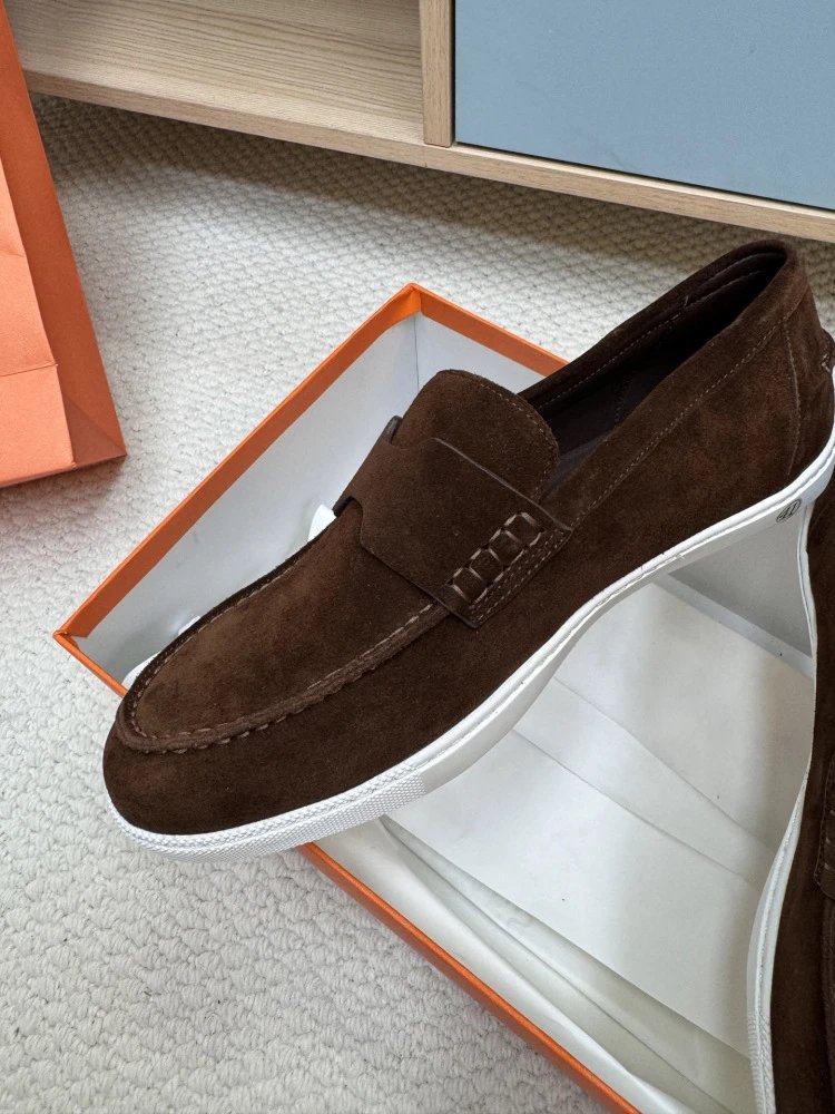 Hermès H-Logo Loafers Beige Suede Loafers - 28