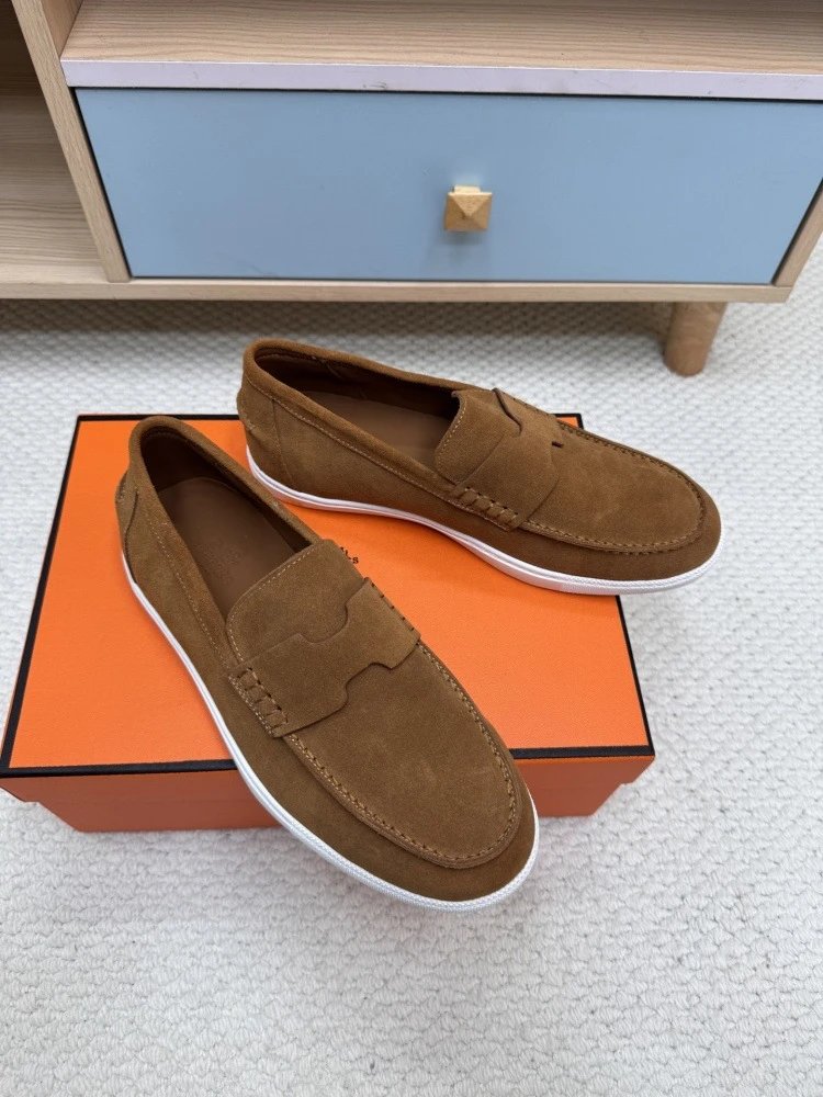 Hermès H-Logo Loafers Beige Suede Loafers - 35