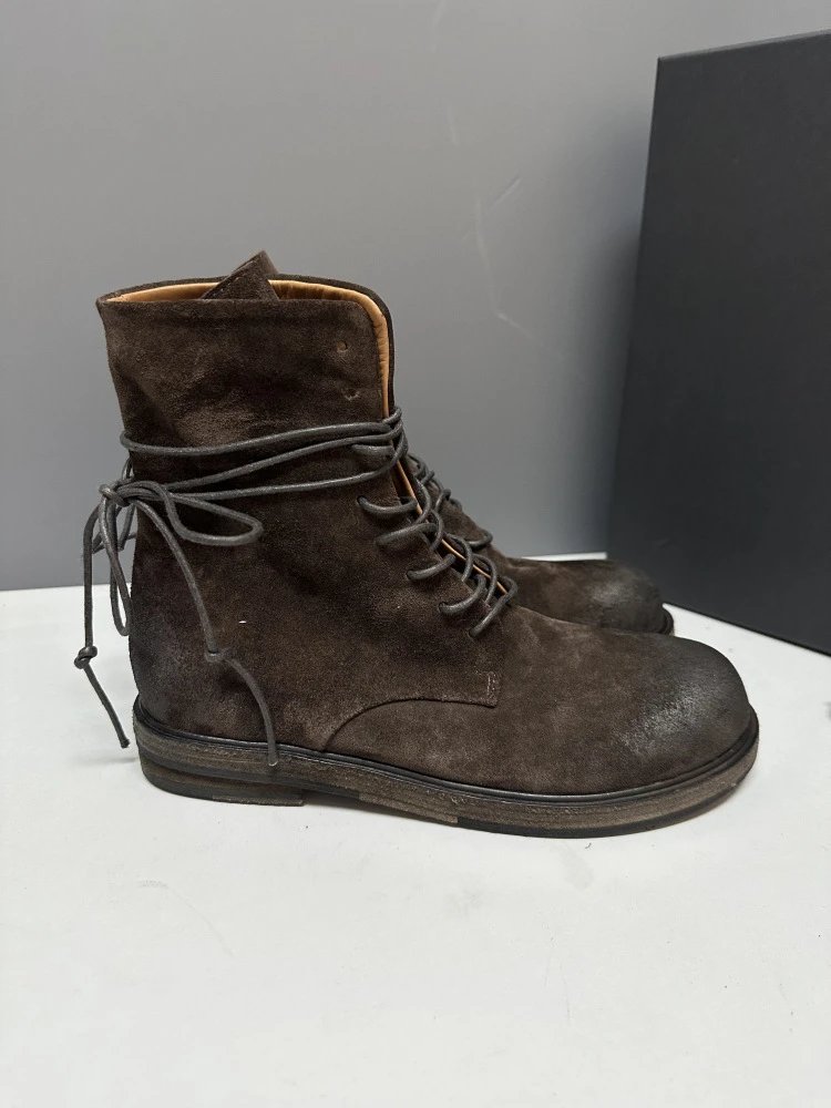 Maison Margiela Tabi Lace-Up Suede Boots Brown - 14
